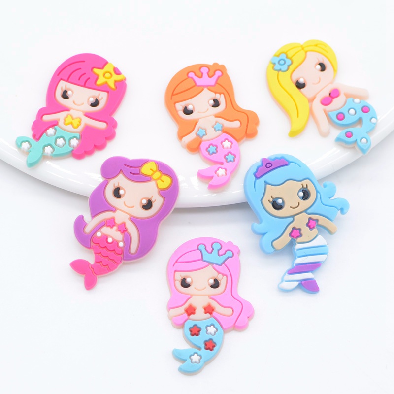 30 Pcs Mista Sereia Patches Artesanato Apliques 3D Meninas Acessórios Arco Centro Scrapbooking Planar Estatueta