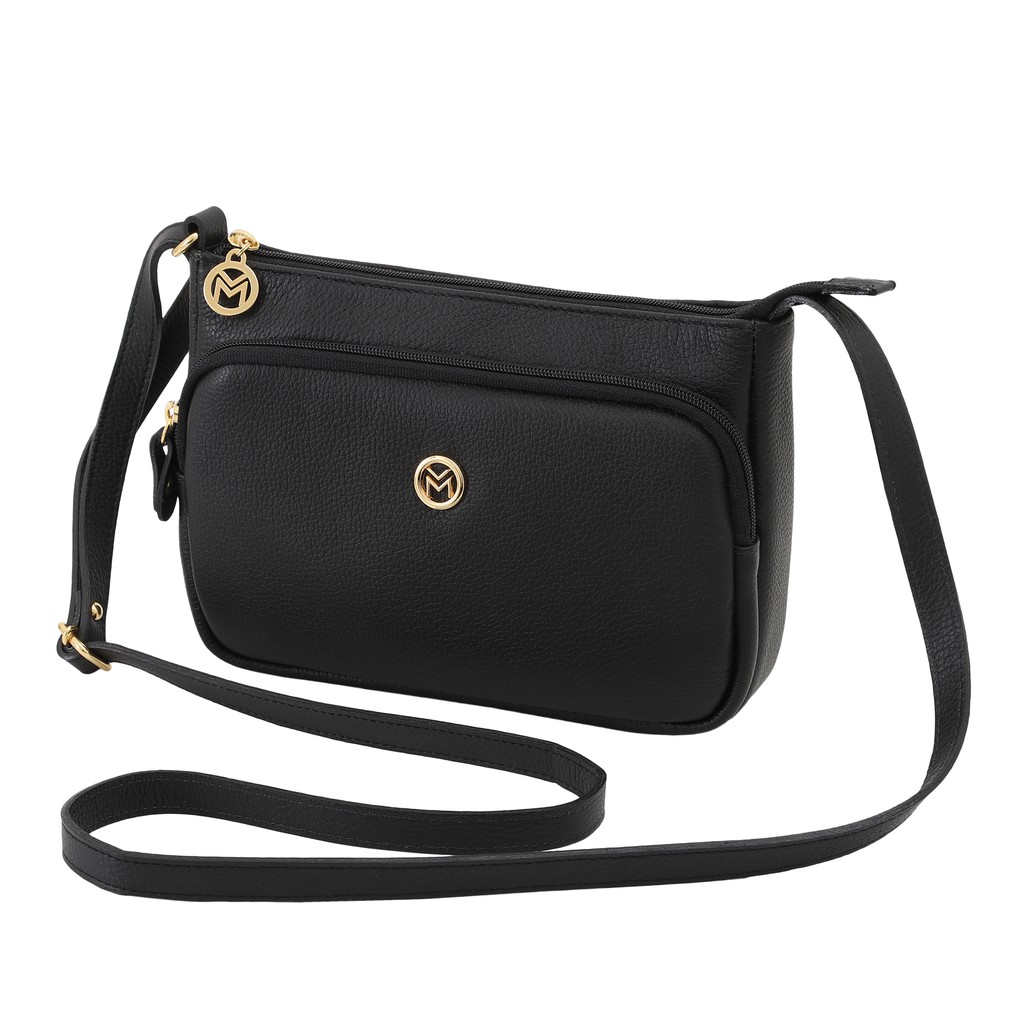Bolsa Feminina Couro Alça Transversal Mariart Bolso Frontal Zíper Rosalina