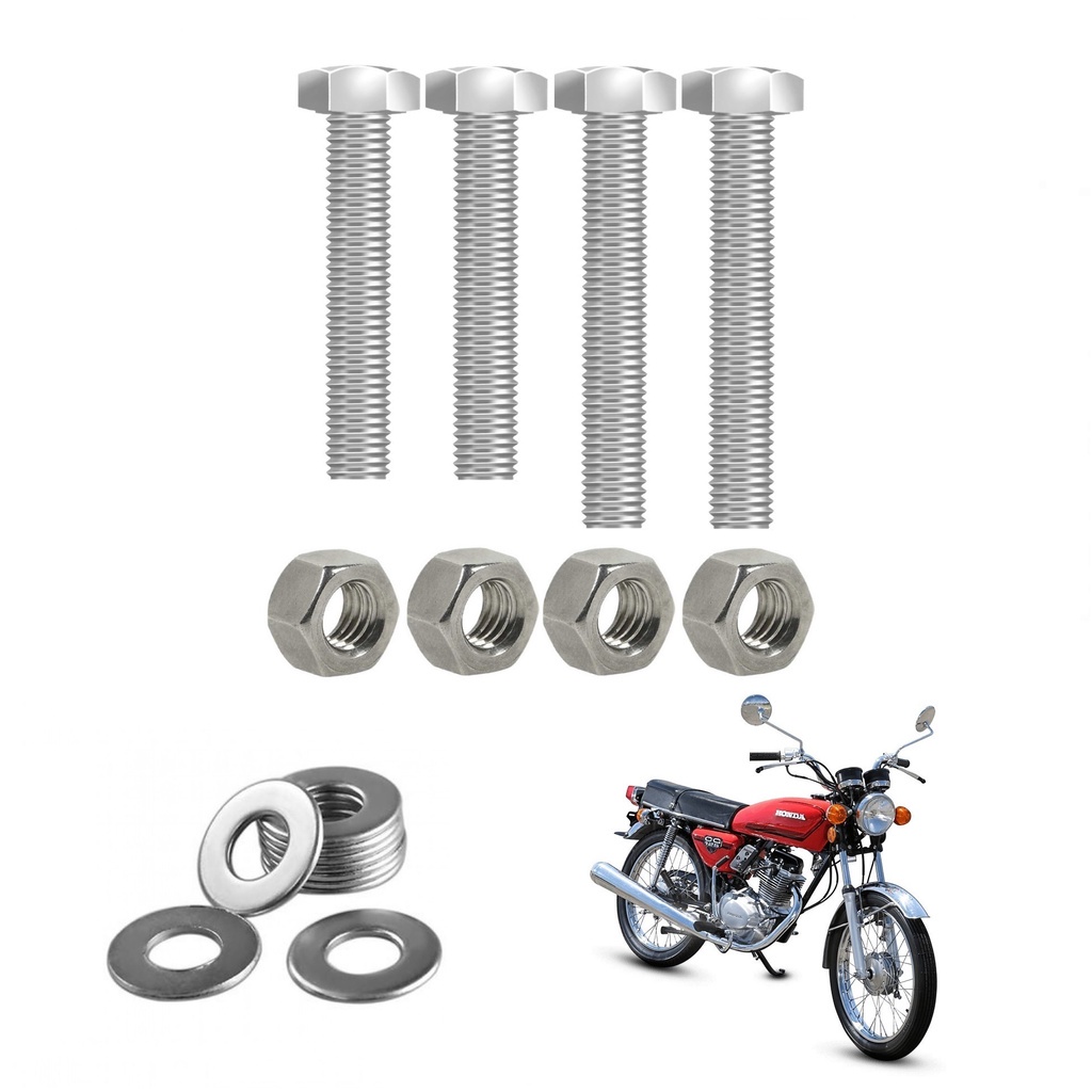 Kit parafusos inox suporte motor DT CG125 1977 a 1988 ML125 Turuna125 CG Bolinha Fixação Peito motor Chassi