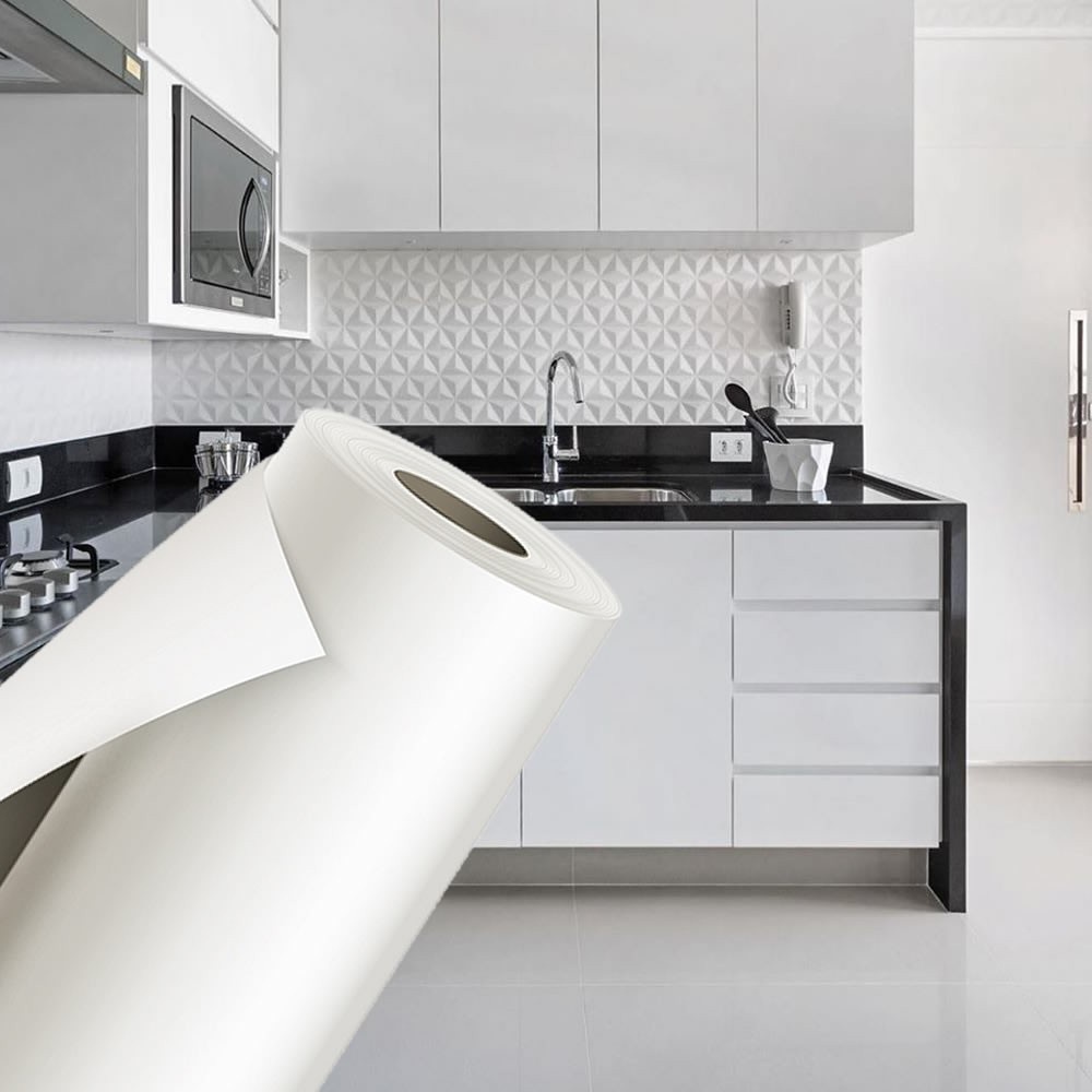 Papel Adesivo Vinil Contact 8 Metros À Prova D'água para Envelopamento de Móveis Adesivo Branco
