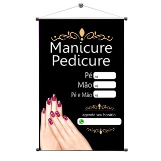 Banner Manicure e Pedicure  + Grátis suporte para pendurar em Oferta na Shopee