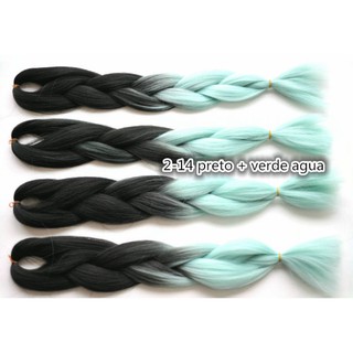 Kanekalon Jumbo Tranças Box Braid Twist Cor 2-14 preto com ombre hair californiana verde agua 165gramas marca H. Lin cabelo promocao