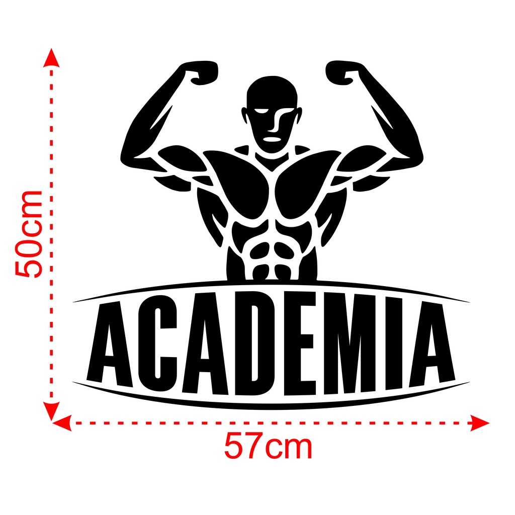 Adesivo (50x57cm) Academia Musculação Homem Forte Fit Músculo