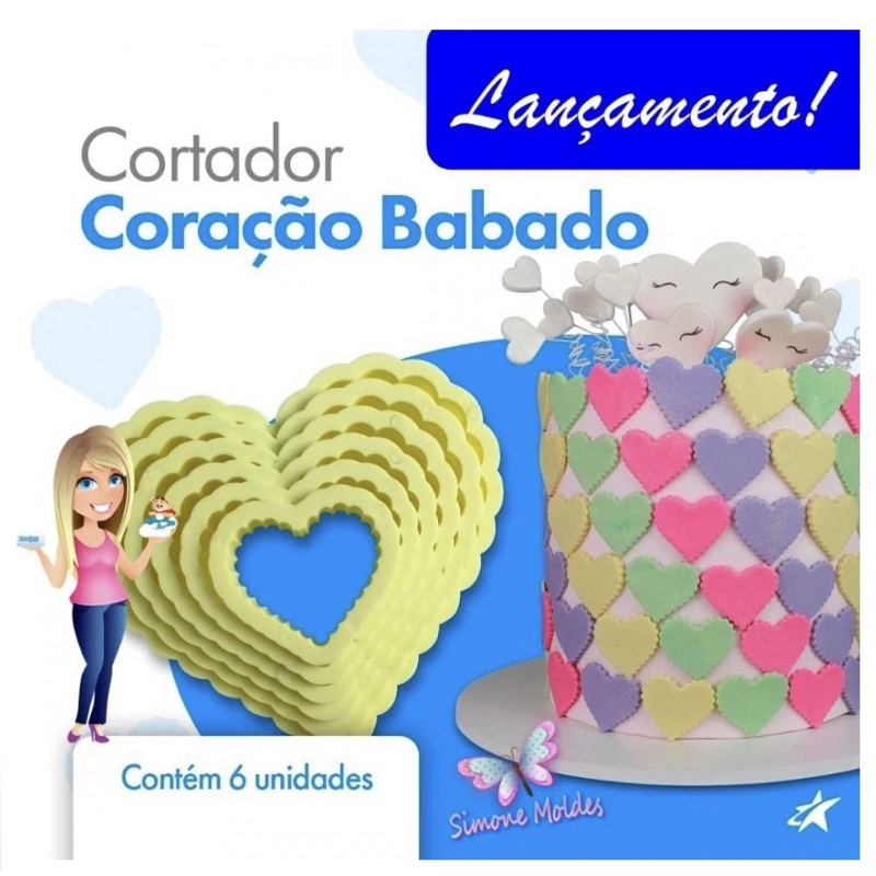 kit 6 peças cortador coração babado Blue star cod 410181 cortadores para confeitaria em Oferta na Shopee