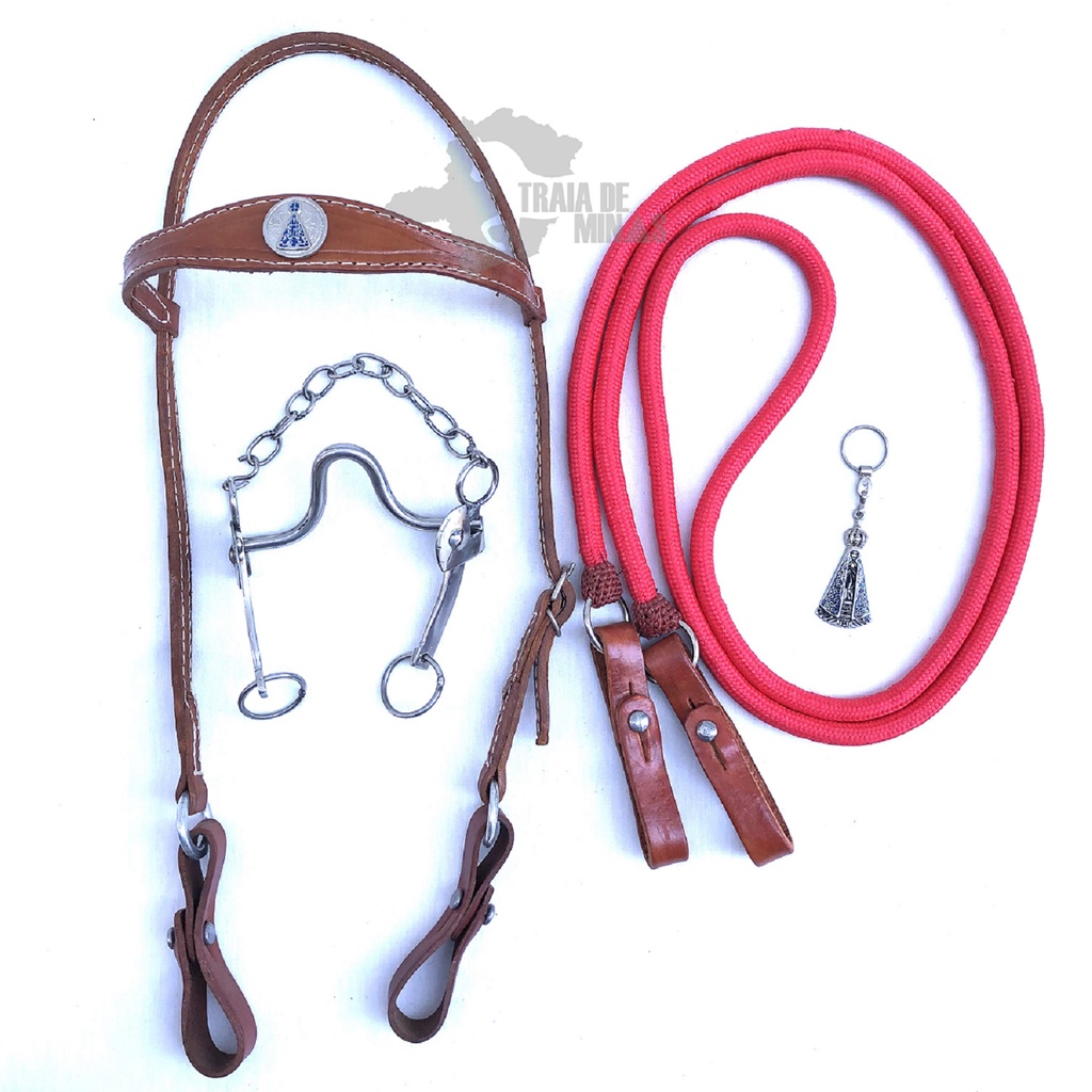 Kit Acessórios De Cavalgada Freio Inox Cabeçada Goianinha Rédea Polipropileno