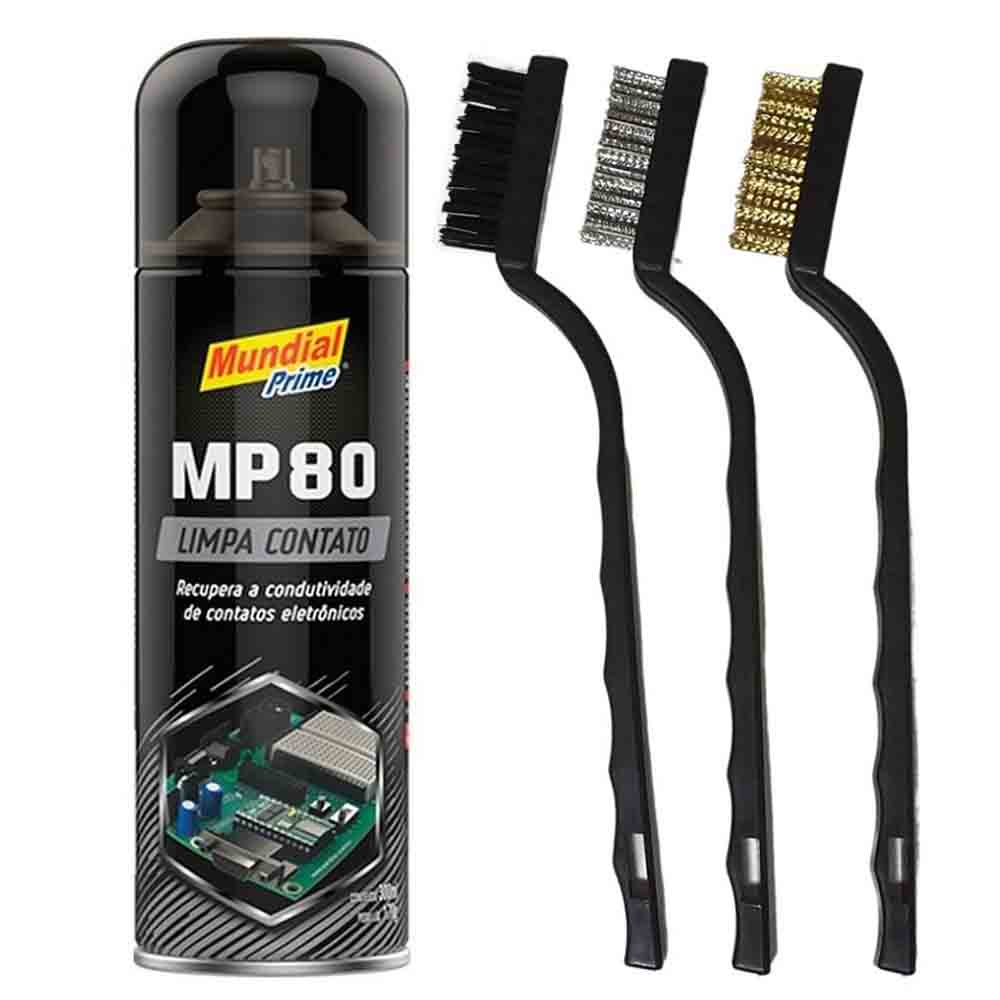 Kit com 3 Escovas Multiuso e Limpa Contato 300 Ml