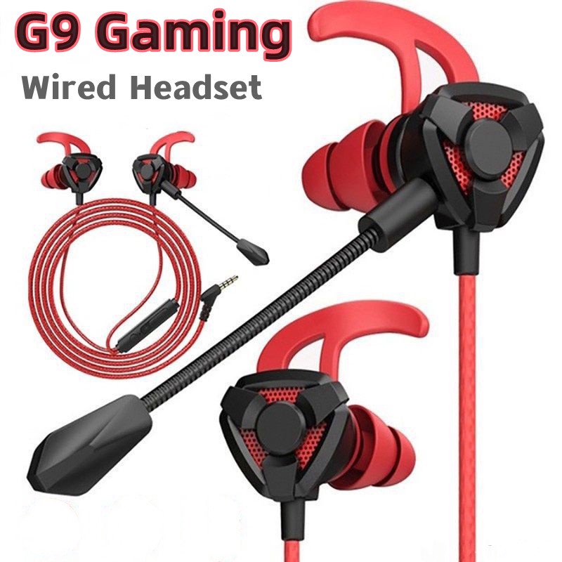 Fones De Ouvido Para Jogos G9 Dual Driver Com Microfone Fone 3,5mm Fio 3D Estéreo Telefones Celulares Tablets