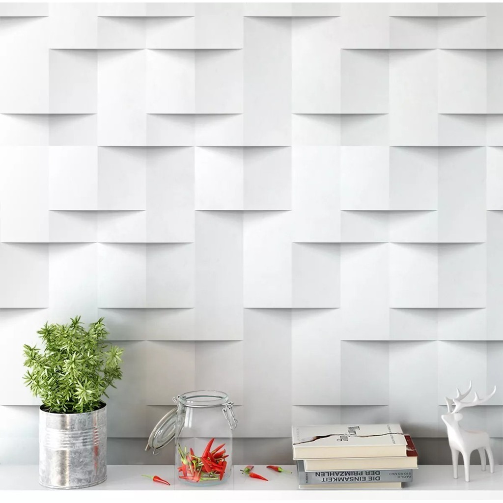 Papel De Parede Abstrato Geométrico 3D Autocolante Vinilico Meia Parede em Oferta na Shopee
