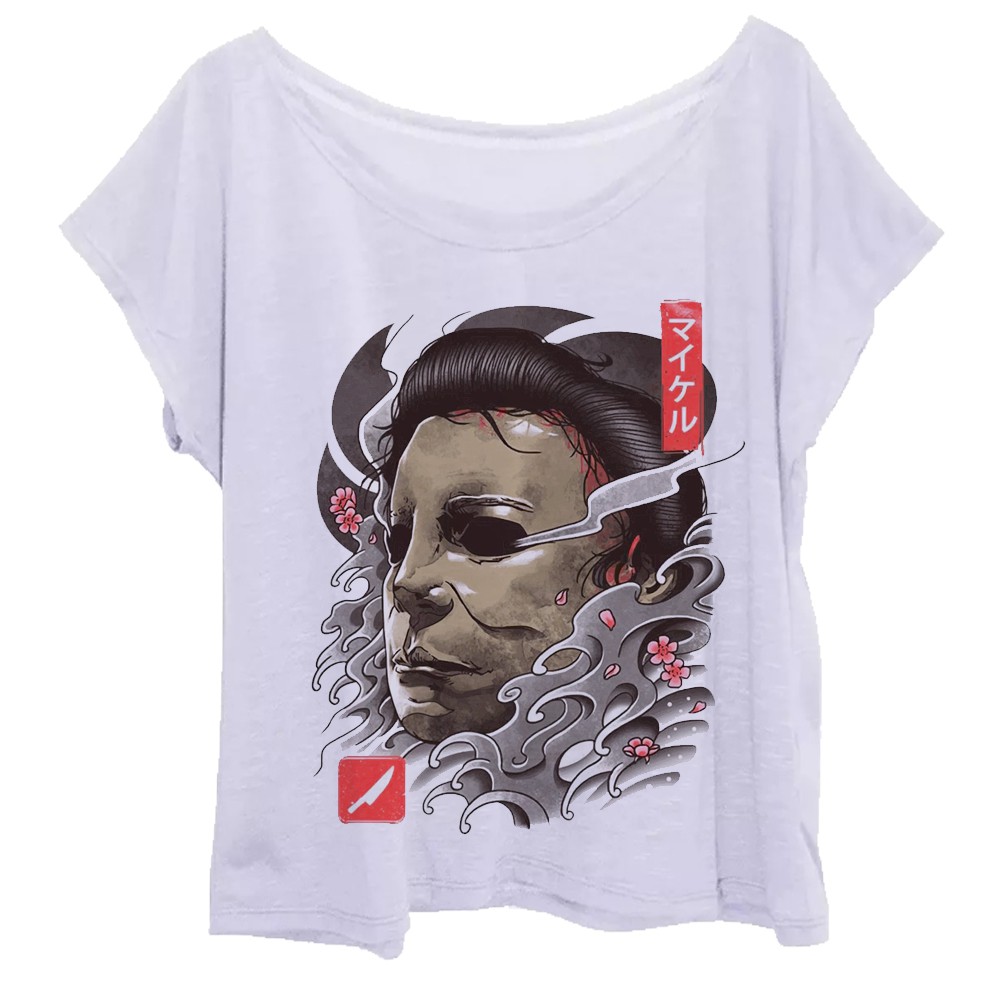 Blusa Plus Size Michael Meyers Halloween Estampa Filme Terror Personagem Vilão Blusinha Feminina Modelo Tamanho Grande