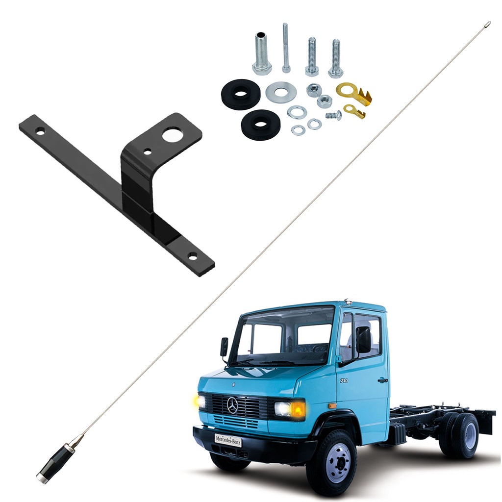 Antena Px Mini Maria Mole 1,40 metros Mercedes Benz 3/4 Suporte Mercedinho 709 710 Kit de Parafusos Anti-Furto