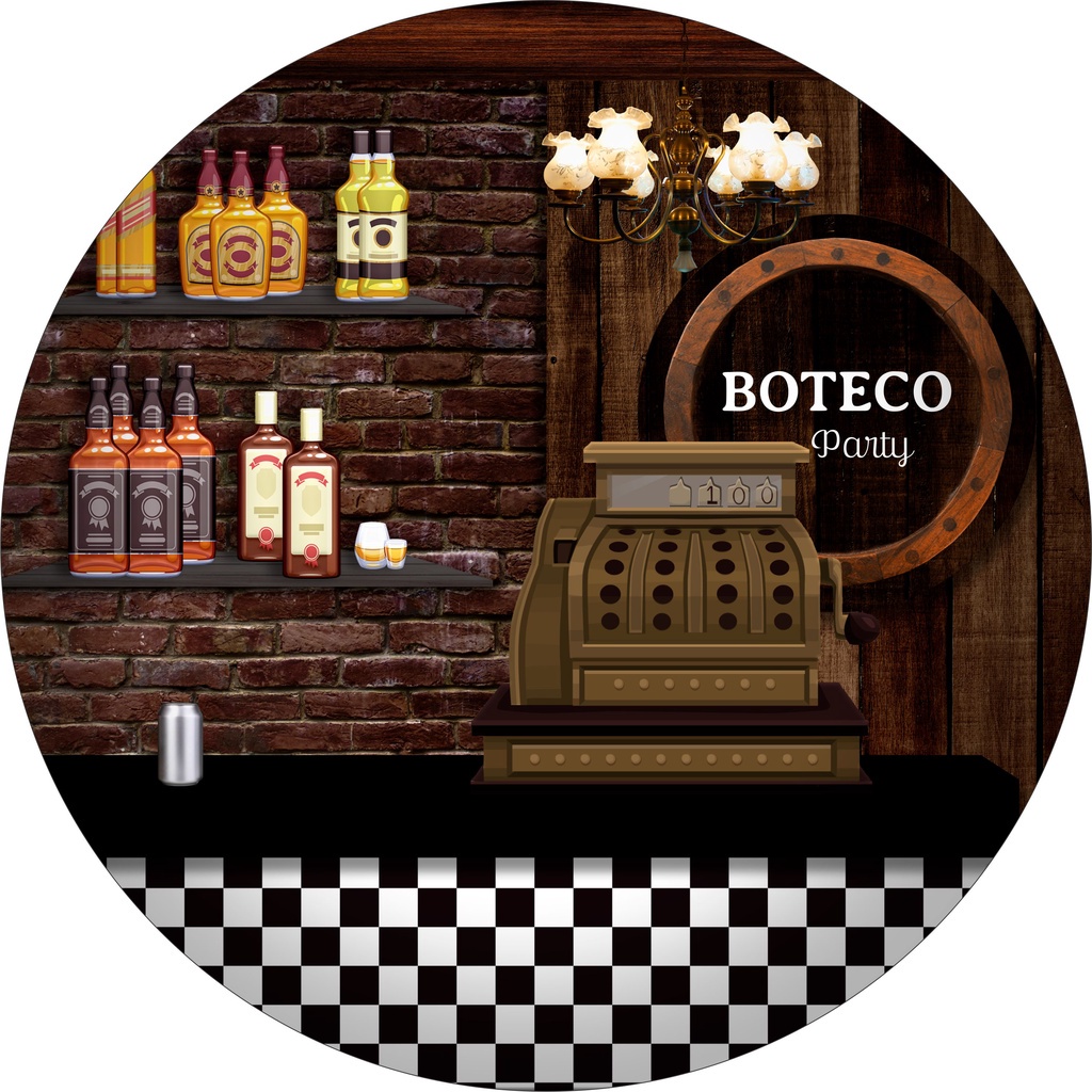 Painel de festa de Lona Redondo Boteco Bar Balcão