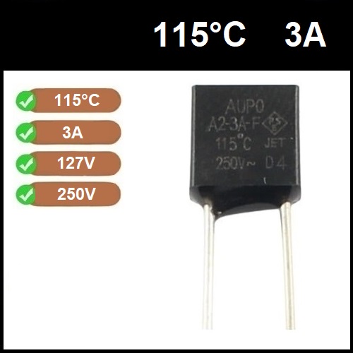1 Fusível Térmico 3A 115 Graus 115C 115°C 250V
