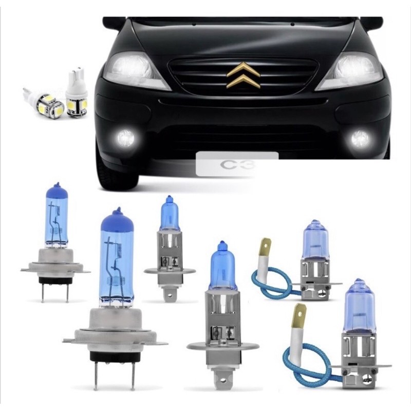 Kit Lampadas C3 2003 2004 2005 2006 2007 2008 Super Brancas em Oferta na Shopee