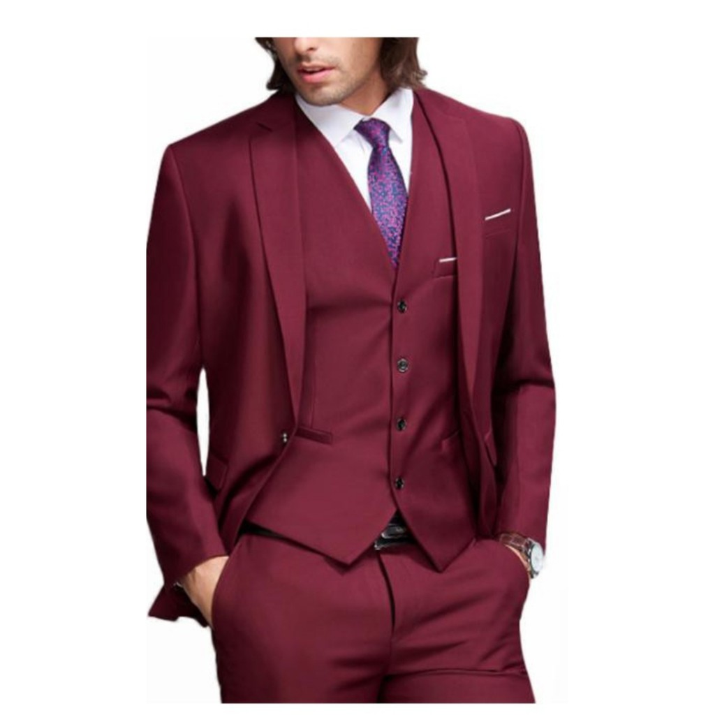 TERNO MASCULINO SLIN FIT- VINHO-BORDO (PALETO+CALÇA+GRAVATA)OXFORD PREMIUM 2021