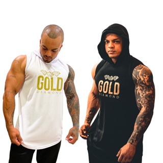 Kit com 2 Regatas Masculina Longline em Dry com Capuz Secagem Rápida - Gold Diamond em Oferta na Shopee