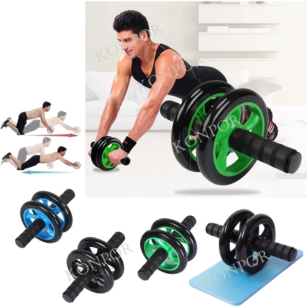 Roda dupla Abdominal Exercício Casa, Funcional Dupla Anti-skid com tapete Fitness Exercício Yoga
