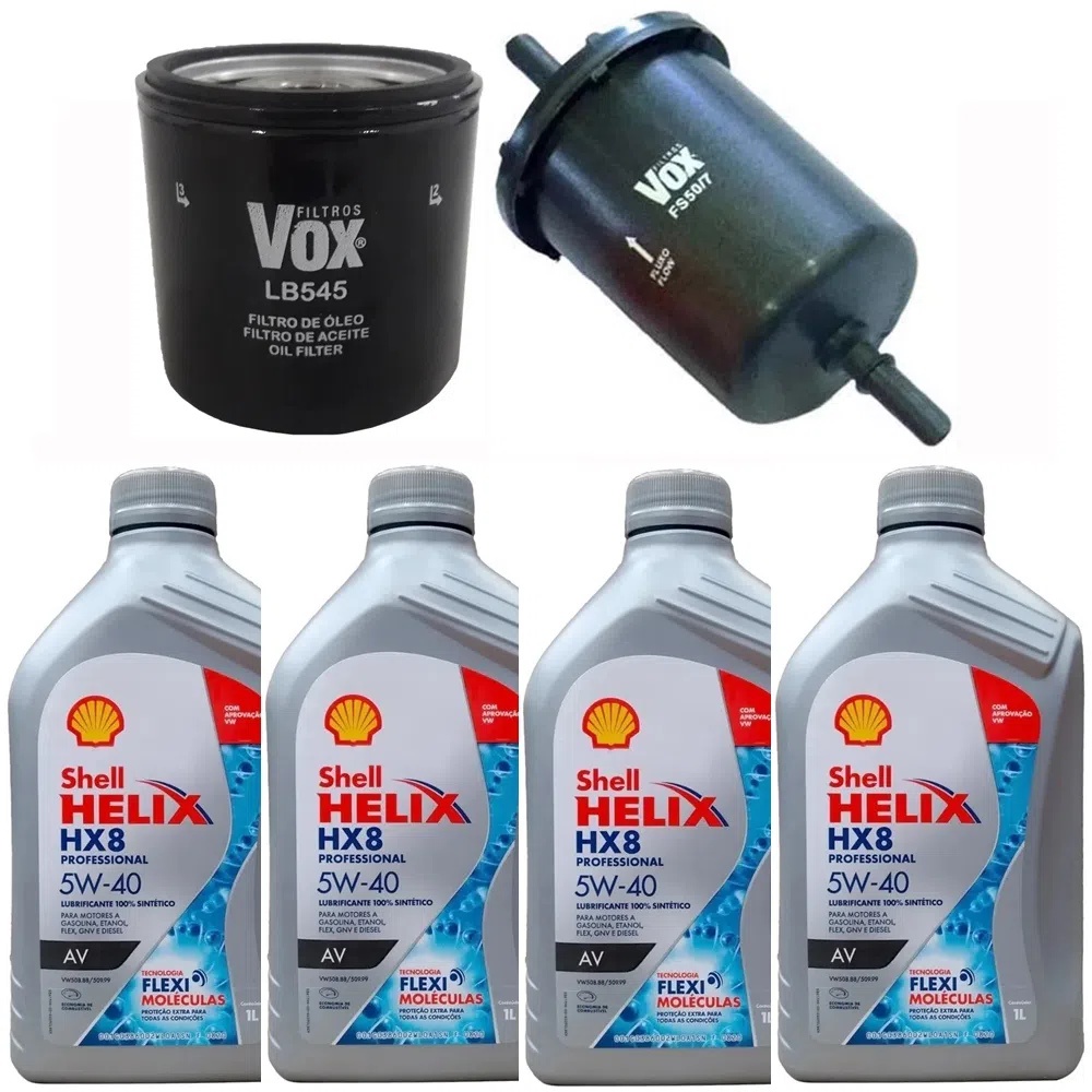 Kit Revisão 4 Litros Óleo Shell HX8 + Filtro Óleo e Combustível Up! Gol Fox Voyage Saveiro Polo Golf Virtus Nivus TCross Todos 2014 até 2022 em Oferta na Shopee