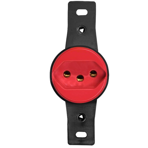 Conjunto 1 Tomada 2P+T Redonda Horizontal Vermelha 20A 250V