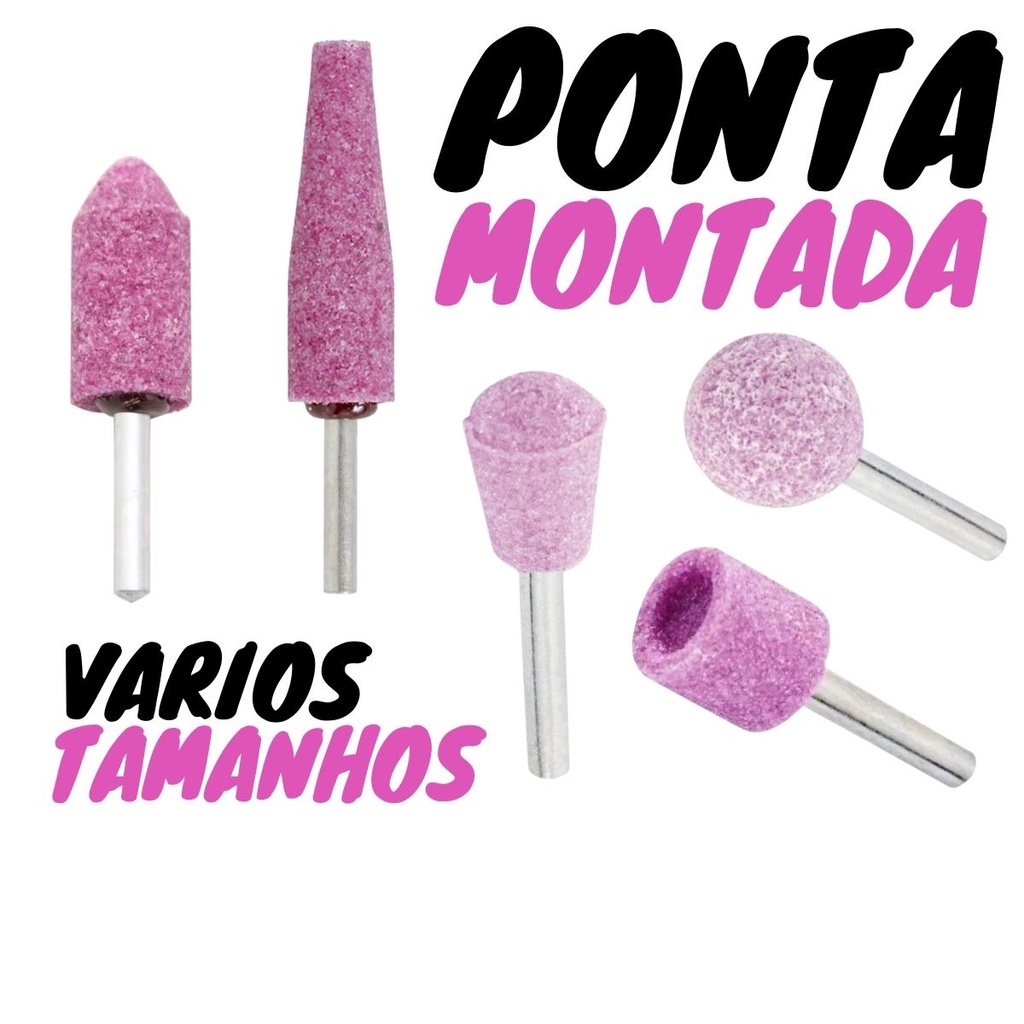 Ponta Montada Rosa (Varios Modelos) Haste 1/4"