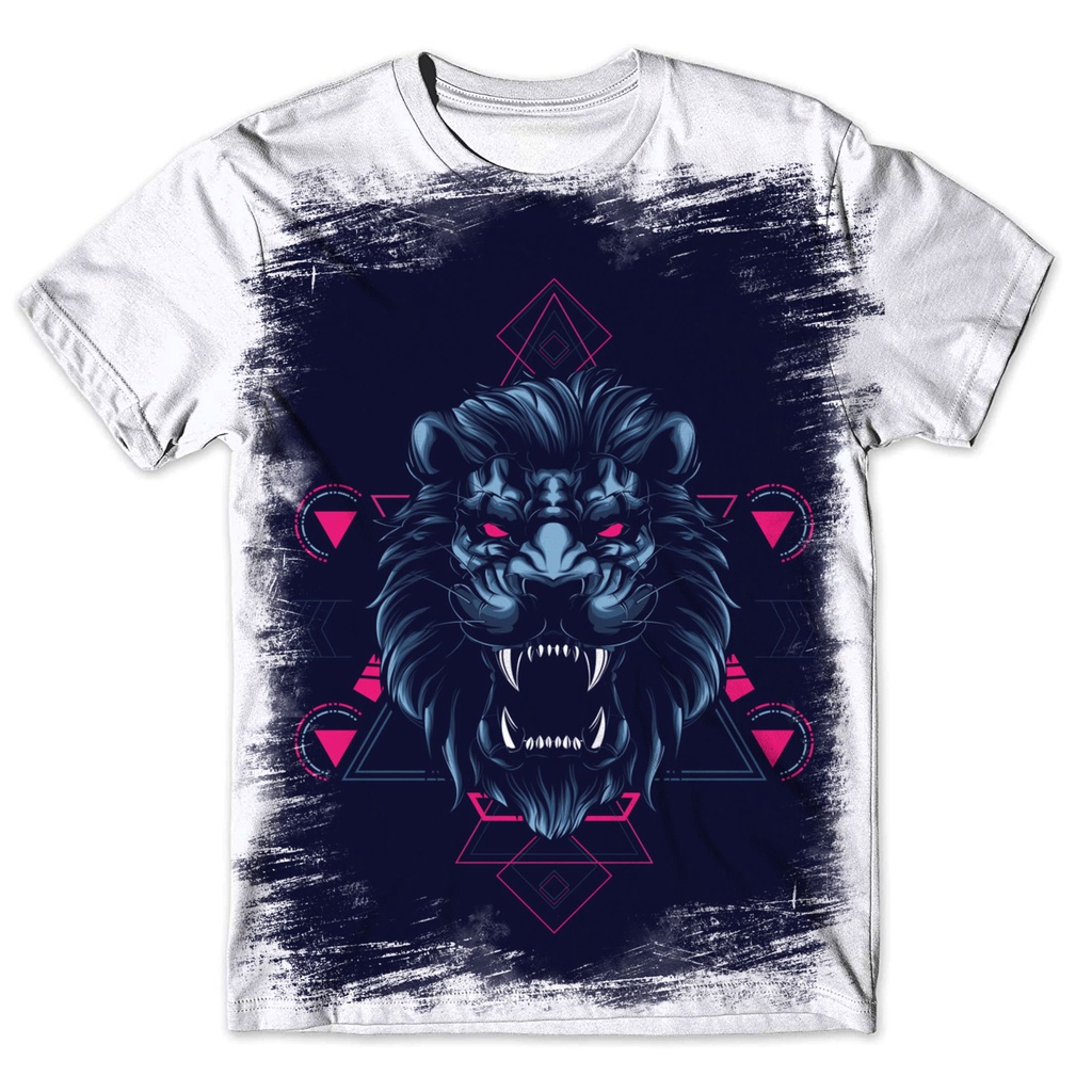 Blusa Básica Masculina Estampada exclusiva Personalizada Moda Camisa Camiseta Leão  Gangster 01