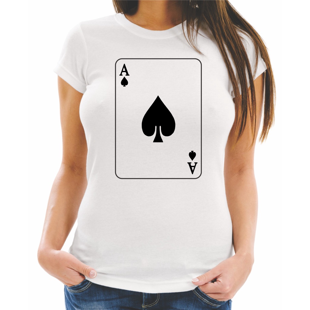 Camiseta Baby Look Feminina ou Camiseta Unissex ou Camiseta Infantil Cartas de Baralho Poker Nipes Ás de Espadas 34