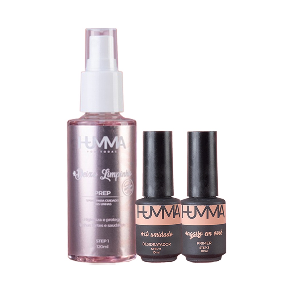 Kit Preparadores Humma Desidratador Primer Prep Antisséptico - Lançamento