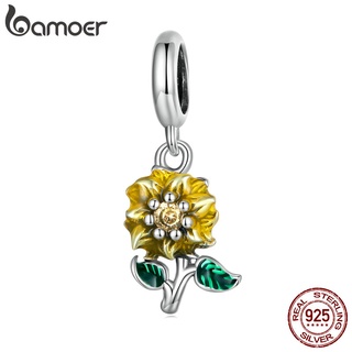 Bamoer Pingente De Prata 925 Girassol Charme Beads Para As Mulheres Menina Diy Colar Pulseira Acessórios