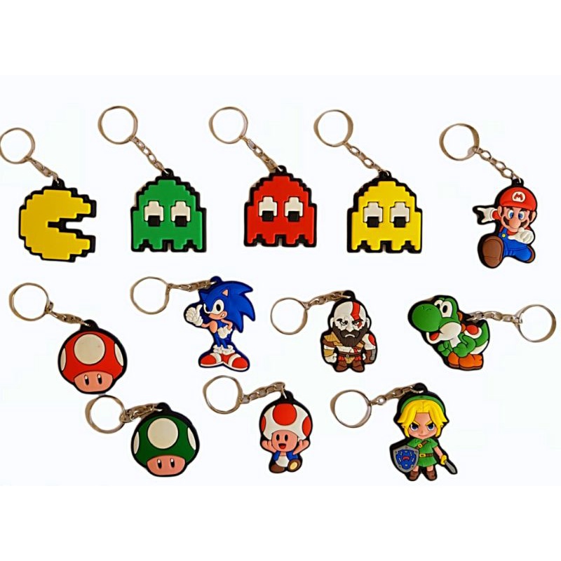 Chaveiro Mario Bros Sonic Zelda Yoshi Kratos Pac Man Emborrachado Alto Relevo Video Game Borracha