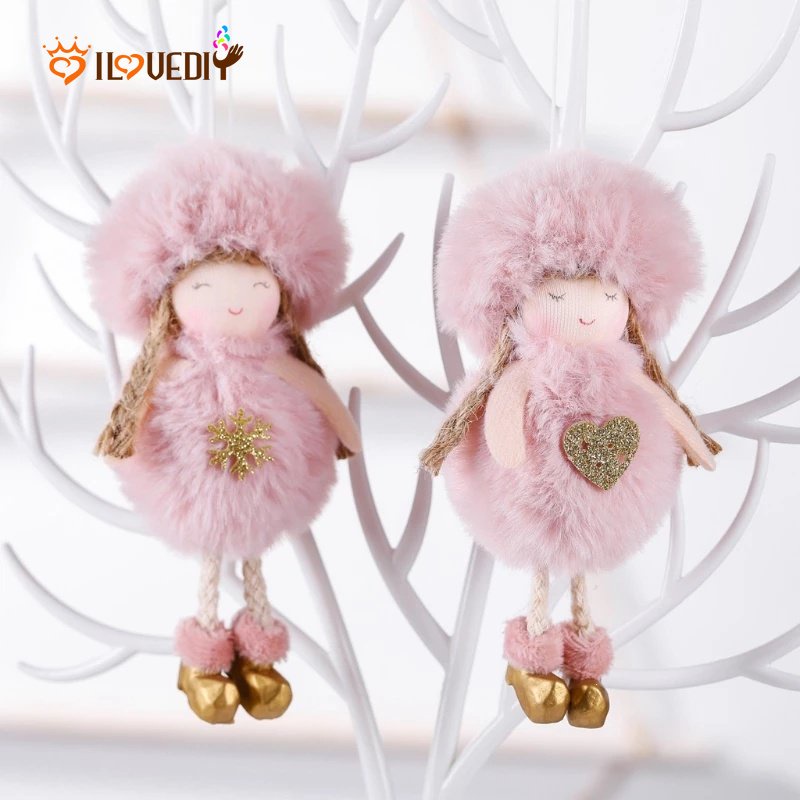 Produtos De Decoração De Natal/Presente De Ano Novo Para Crianças/Pingente De Anjo De Pelúcia Rosa Árvore