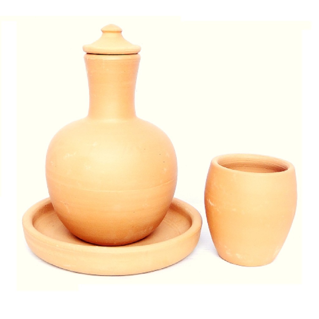 Moringa De Barro 1,3 l  Com Prato e Copo Água Fresca Mesa Posta em Oferta na Shopee