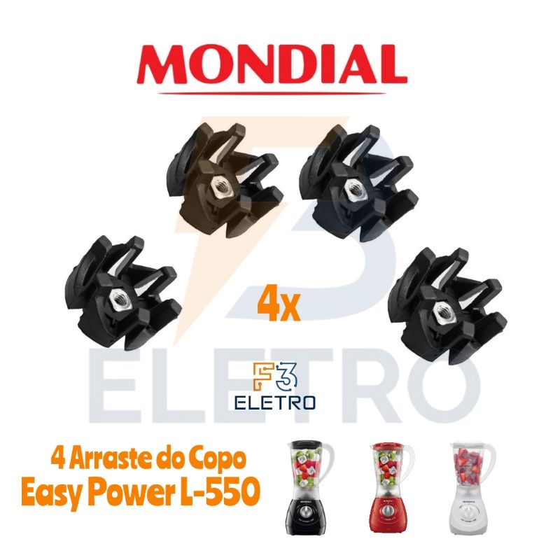 Kit 4 Arrastes do Copo Liquidificador Mondial Easy Power L550 / Power L-28 / Premium L-51 L-53 L-55