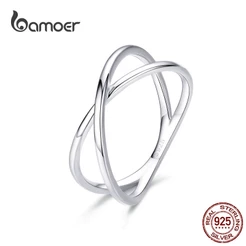 Bamoer Rings Anel Com Cruz De Prata 925 Simples Acessório De Moda Presentes Para Mulheres