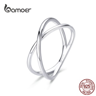 Bamoer Rings Anel Com Cruz De Prata 925 Simples Acessório De Moda Presentes Para Mulheres