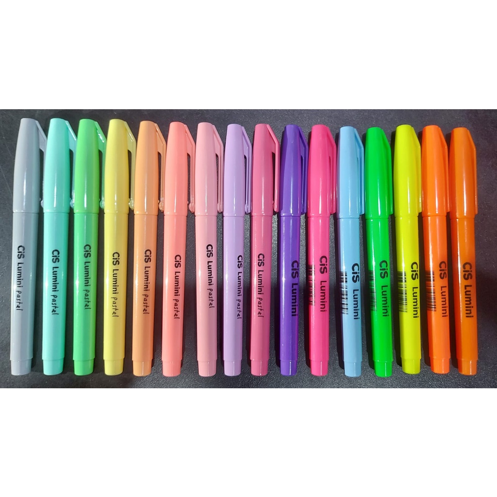 Kit Caneta Marca Texto Cis Lumini - Coleção Completa, 14, 12, 10, 8, 6, 5, 4 Cores Neon + Pastel