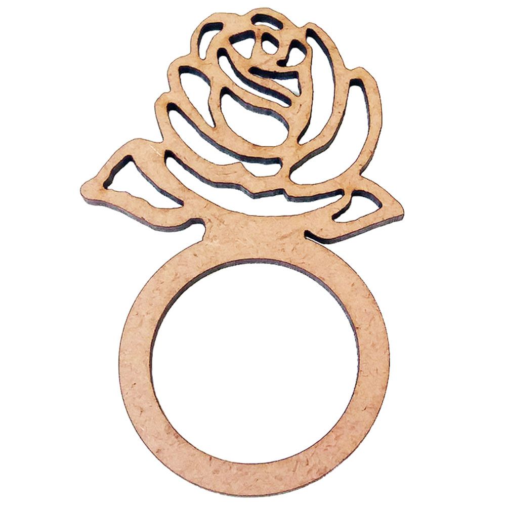 Kit 50 porta guardanapo mdf argola rosa flor decoração festa
