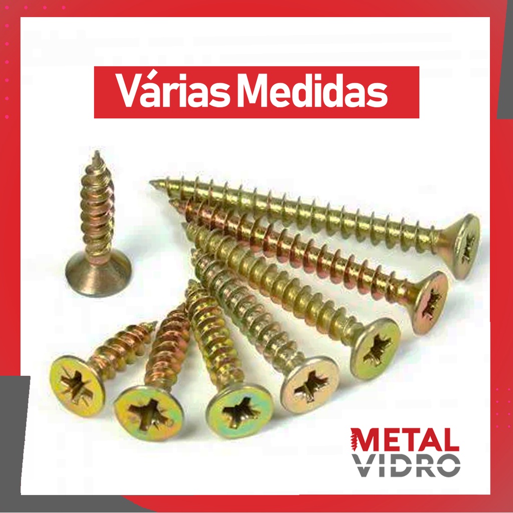 Parafusos Chipboard Cabeça Chata Diversas Medidas para  Madeira MDF Moveis Vários Tamanhos