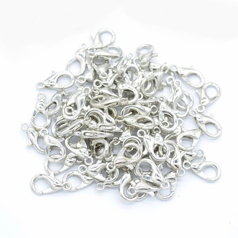 fecho lagosta - prata - 10mm 100 peças