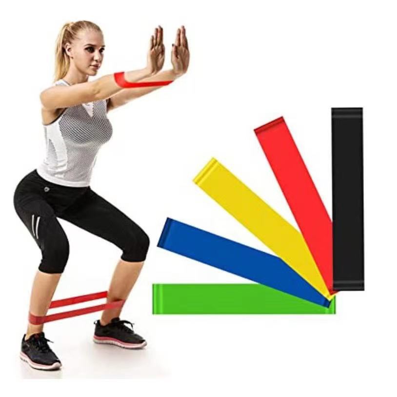 Kit 5 Faixas Elásticas Para Exercícios Multifuncional Yoga Fisioterapia e Treino /Kit 5 Faixas Elasticas Mini Band Academia Yoga Pilates Fitness com 5 Níveis de Resistência Alta Performance Ultra Leve Médio Forte Ultra Forte para