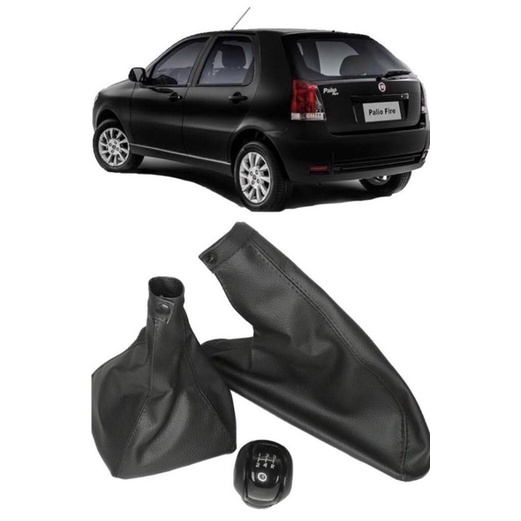 Kit Coifa Alavanca Câmbio + Manopla Argo Preto + Coifa Freio De Mão Com Base Palio
