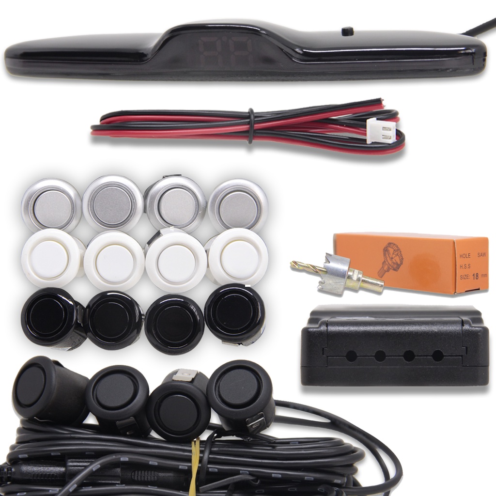 Sensor de Ré Estacionamento KX3 Universal 4 Pontos com Visor Display Slim LED Colorido Digital em Oferta na Shopee