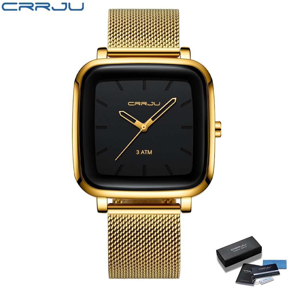 CRRJU Relógios Dos Homens De Ouro Luxo Moda Business Casual Sports Quartz Aço Inoxidável À Prova D'água 2199 Com Caixa