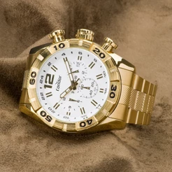 Relogio Masculino Dourado Condor Fundo Branco COVD33AAS/4K Original Presente Aniversário Homens