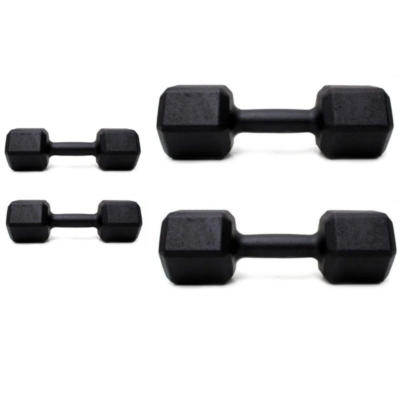 Halteres halter sextavado 2 pares 2kg e 4kg total 12kg pintados