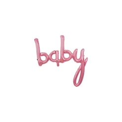 Balão Microfoil Escrita Baby Rosa 3D - 1 unidade - 85cm