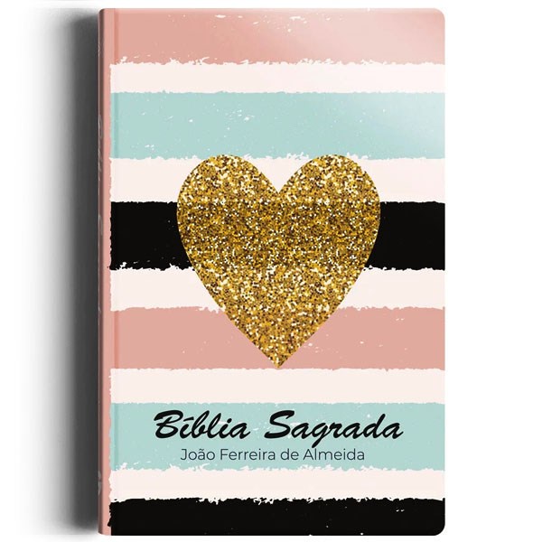 Bíblia Sagrada Listrada Coração | ARC | Letra Normal | Semi luxo em Oferta na Shopee