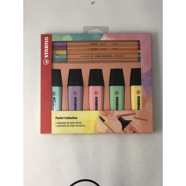 Kit Da Stabilo 5 Marca Texto Stabilo (tom Pastel) + 5 Ponta Fina