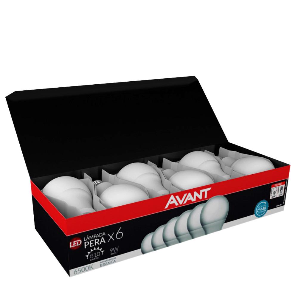 Kit 6 Lâmpadas Led 9W Avant Branca