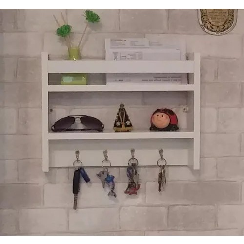 Porta Chaves Mdf Chaveiro Parede Suporte Organizador Decorativo Prateleira Branco