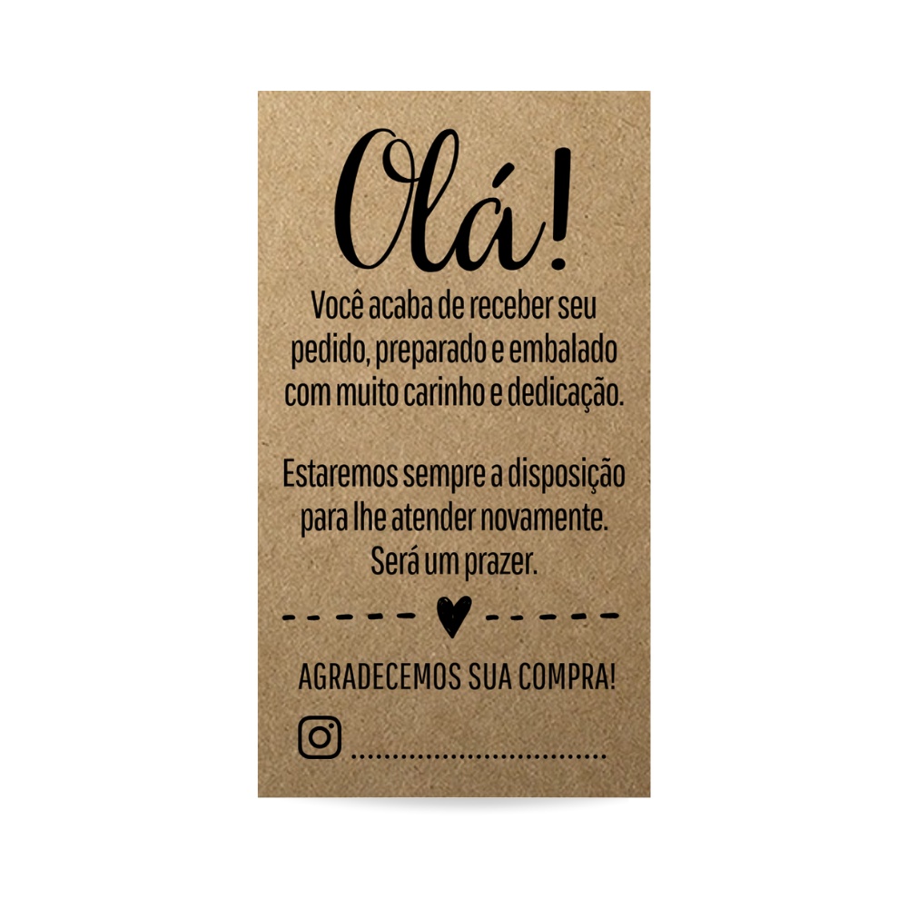 25 Mini Cartões de Agradecimento ao Cliente Kraft 9x5cm