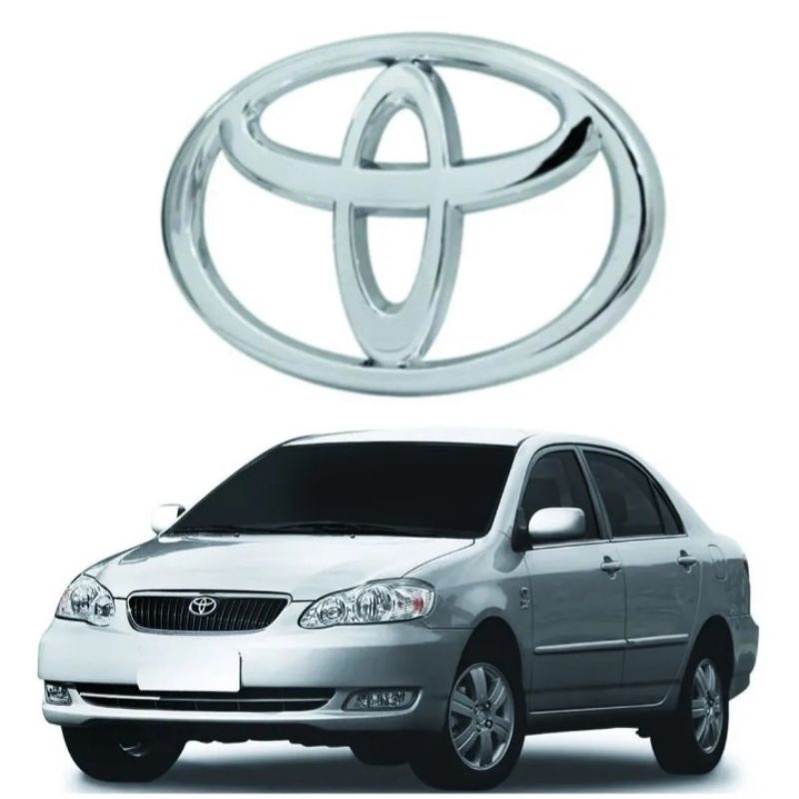 emblema logotipo grade frontal Corolla ano modelo 2003 a 2008 cromado uma peça